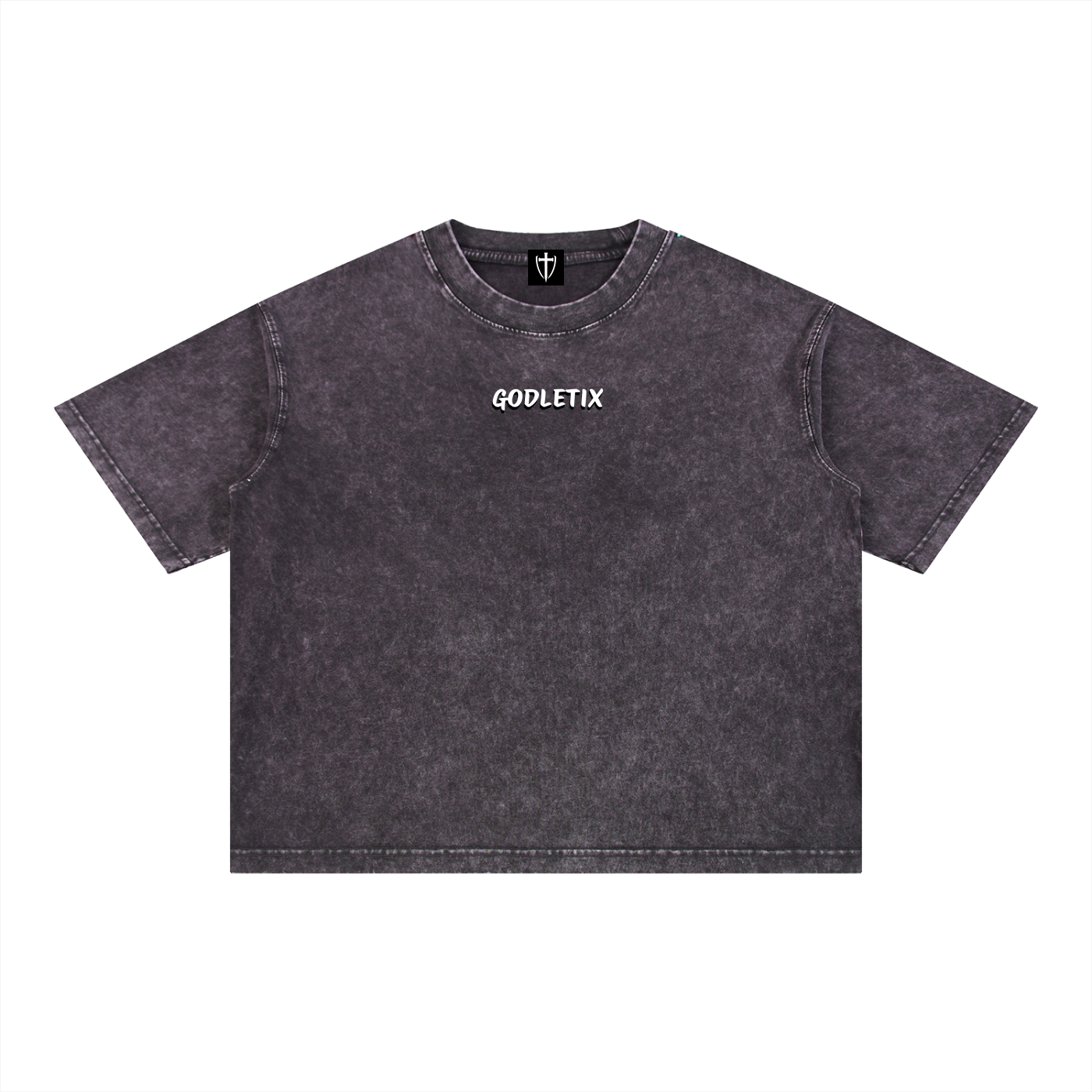 Mineral Wash Boxy Cropped Cotton T-Shirt
