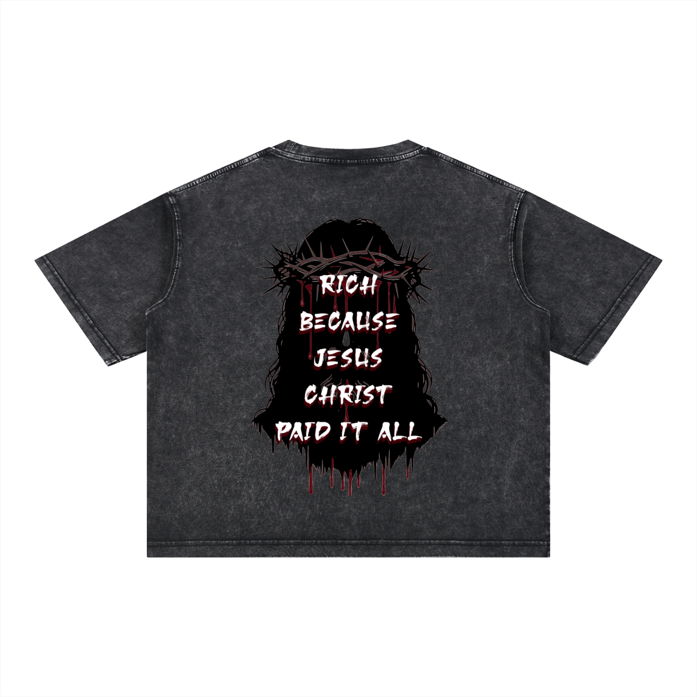 (Graphic) Mineral Wash Boxy Cropped Cotton T-Shirt