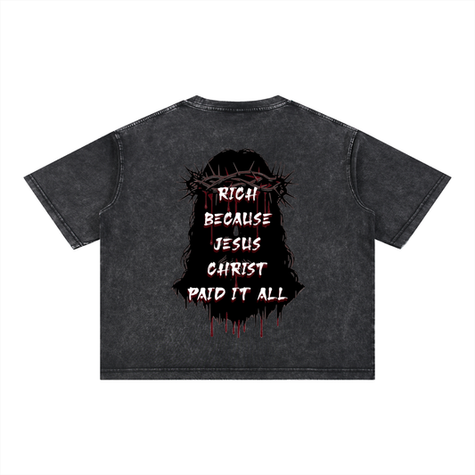 (Graphic) Mineral Wash Boxy Cropped Cotton T-Shirt