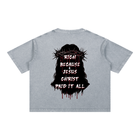 (Graphic) Mineral Wash Boxy Cropped Cotton T-Shirt