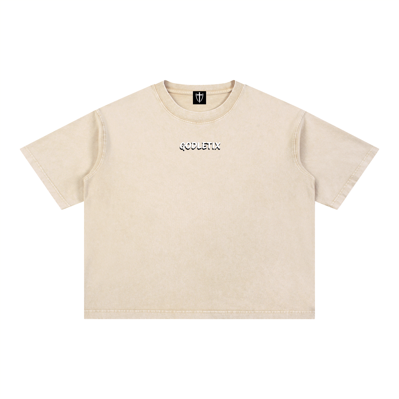 Mineral Wash Boxy Cropped Cotton T-Shirt